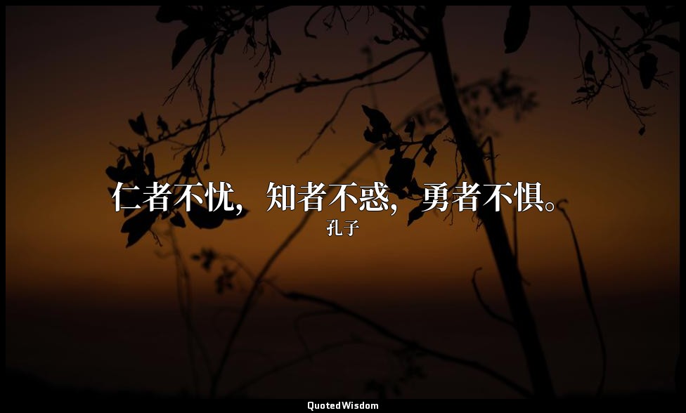 仁者不忧，知者不惑，勇者不惧。 — 孔子
