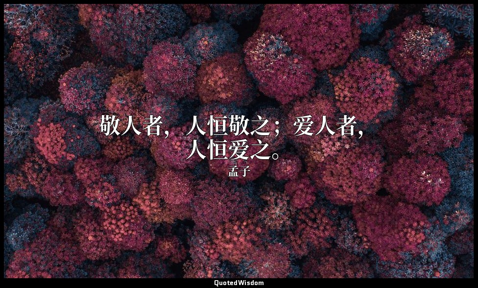 敬人者，人恒敬之；爱人者，人恒爱之。 — 孟子