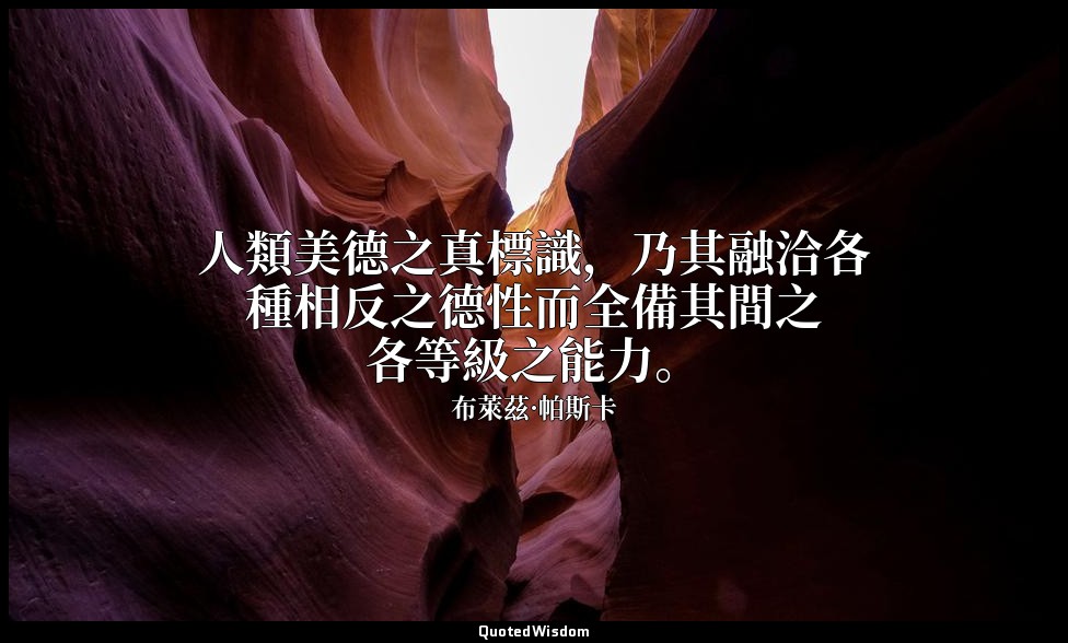 人類美德之真標識，乃其融洽各種相反之德性而全備其間之各等級之能力。 — 布萊茲·帕斯卡