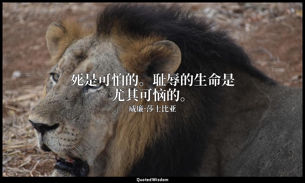 死是可怕的。耻辱的生命是尤其可恼的。 — 威廉·莎士比亚