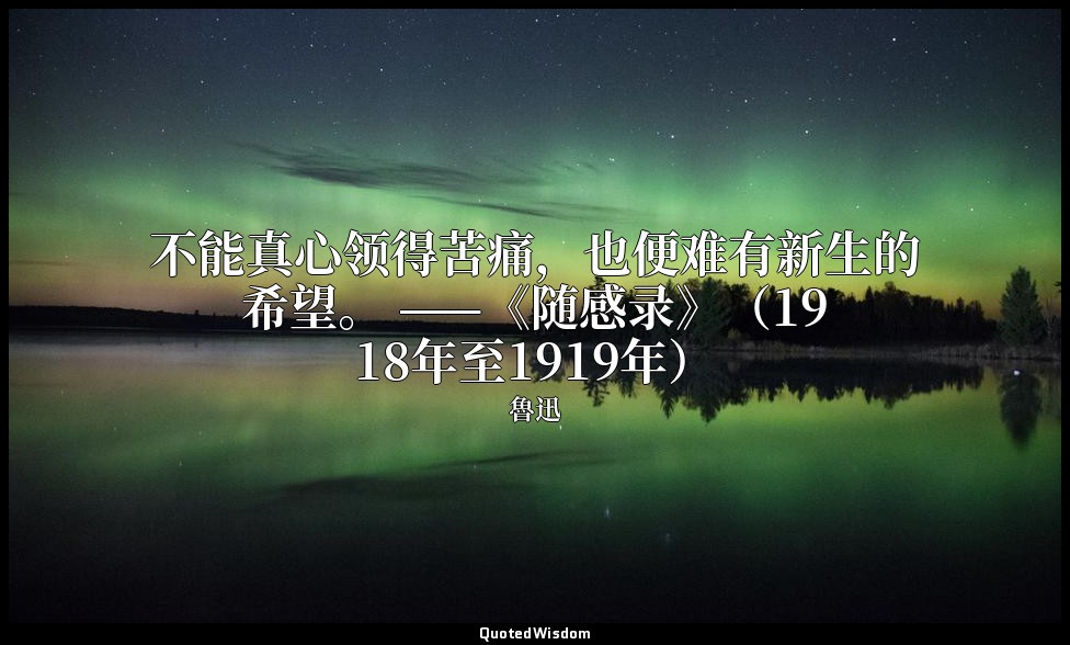 不能真心领得苦痛，也便难有新生的希望。 ——《随感录》（1918年至1919年） — 魯迅