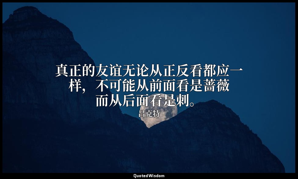 真正的友谊无论从正反看都应一样，不可能从前面看是蔷薇而从后面看是刺。 — 吕克特