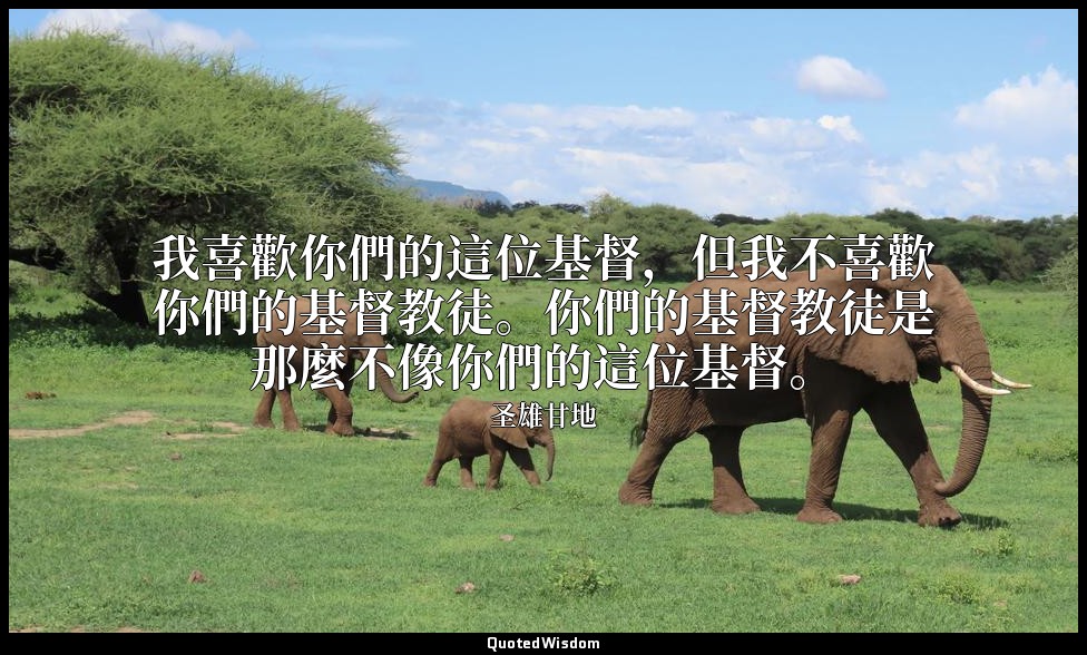 我喜歡你們的這位基督，但我不喜歡你們的基督教徒。你們的基督教徒是那麼不像你們的這位基督。 — 圣雄甘地