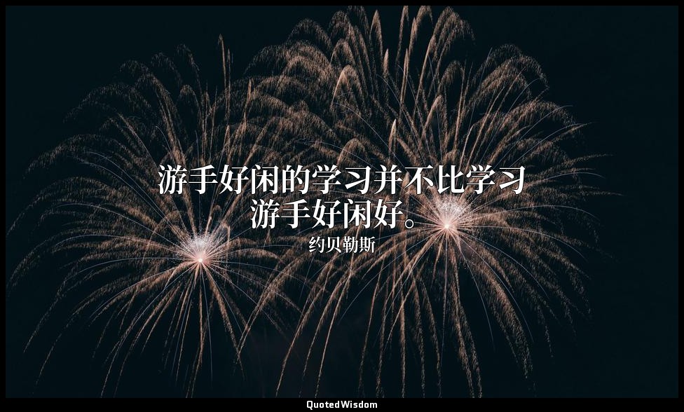 游手好闲的学习并不比学习游手好闲好。 — 约贝勒斯