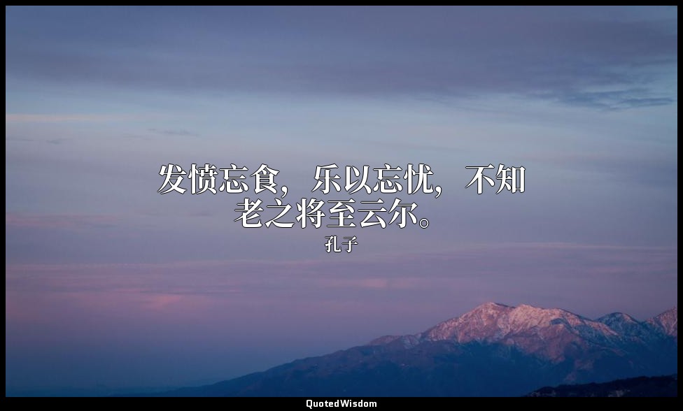 发愤忘食，乐以忘忧，不知老之将至云尔。 — 孔子