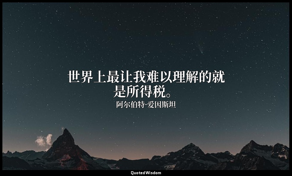 世界上最让我难以理解的就是所得税。 — 阿尔伯特·爱因斯坦