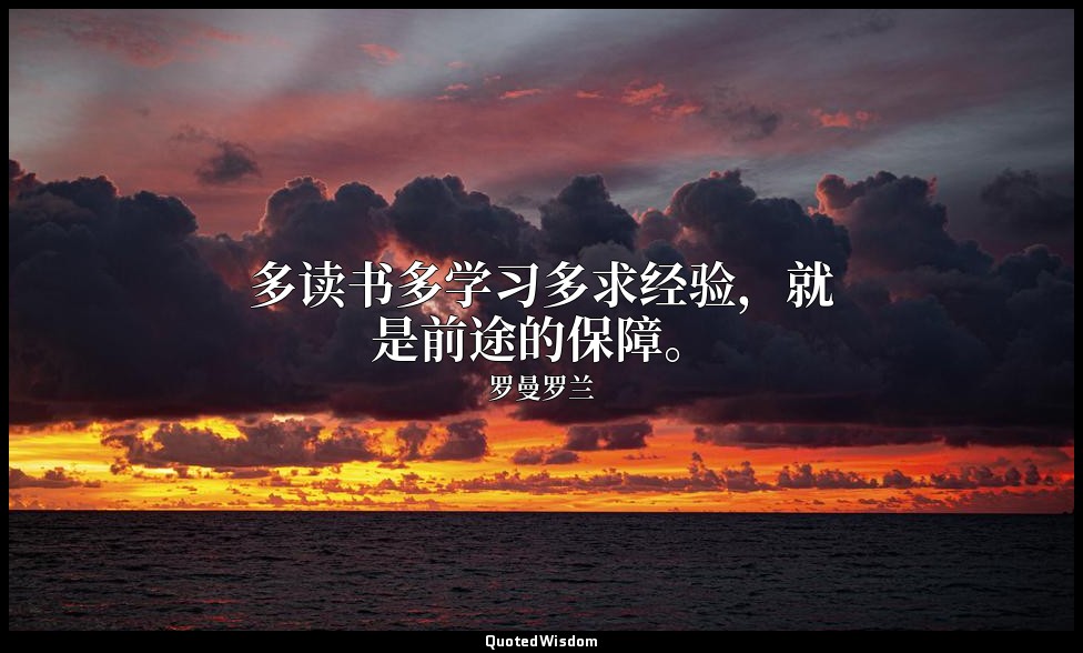 多读书多学习多求经验，就是前途的保障。 — 罗曼罗兰