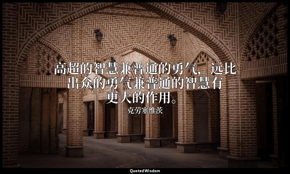 高超的智慧兼普通的勇气，远比出众的勇气兼普通的智慧有更大的作用。 — 克劳塞维茨