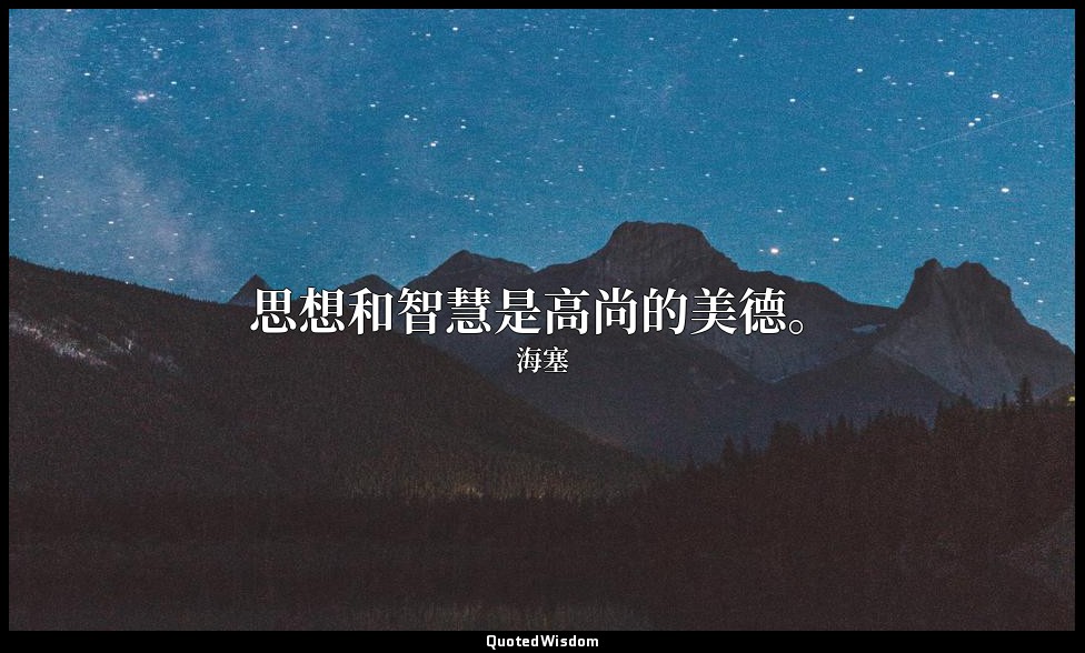思想和智慧是高尚的美德。 — 海塞