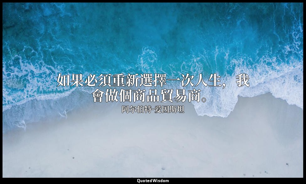 如果必須重新選擇一次人生，我會做個商品貿易商。 — 阿尔伯特·爱因斯坦