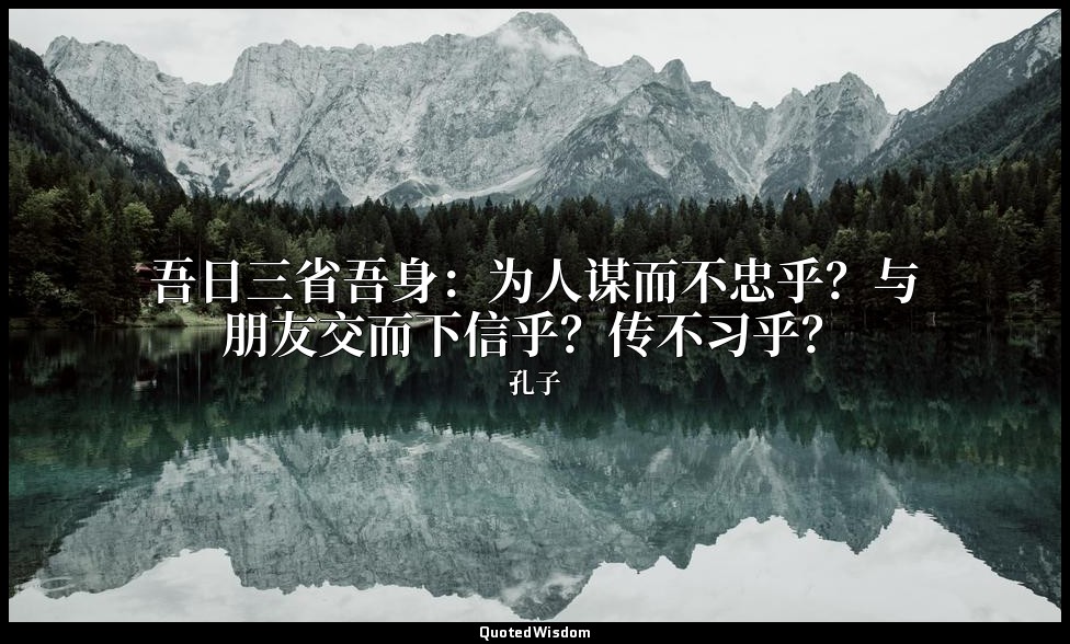 吾日三省吾身：为人谋而不忠乎？与朋友交而下信乎？传不习乎？ — 孔子
