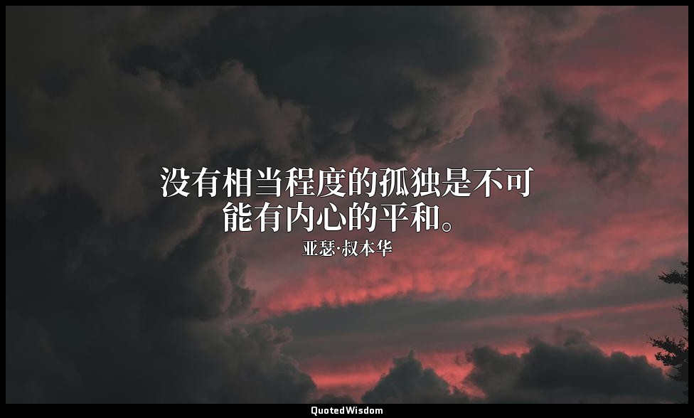 没有相当程度的孤独是不可能有内心的平和。 — 亚瑟·叔本华