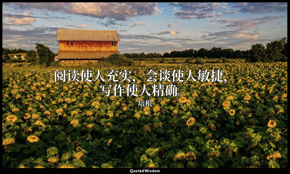 阅读使人充实，会谈使人敏捷，写作使人精确。 — 培根