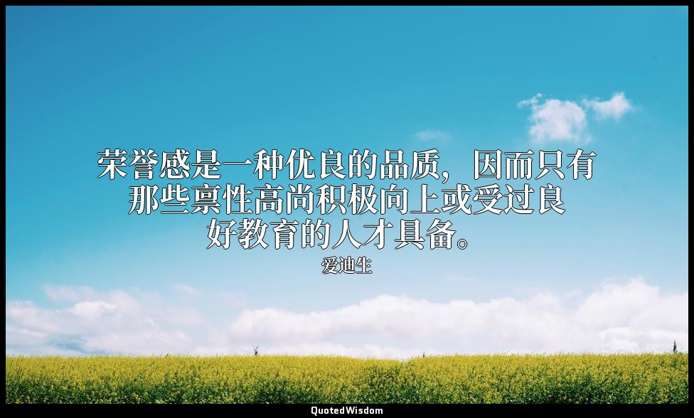 荣誉感是一种优良的品质，因而只有那些禀性高尚积极向上或受过良好教育的人才具备。 — 爱迪生