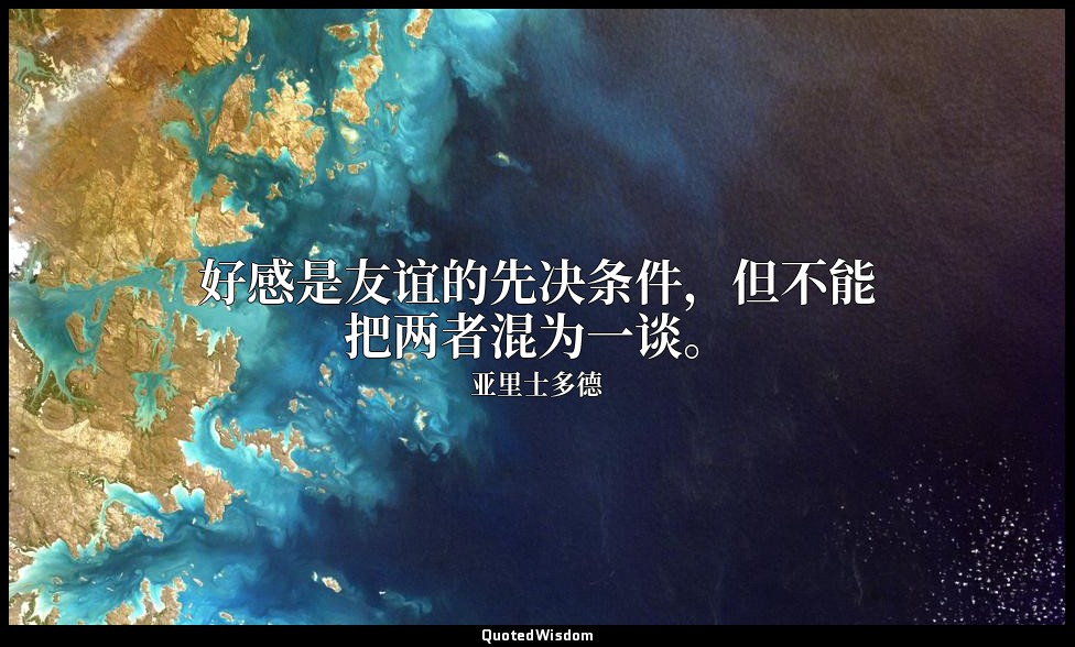 好感是友谊的先决条件，但不能把两者混为一谈。 — 亚里士多德