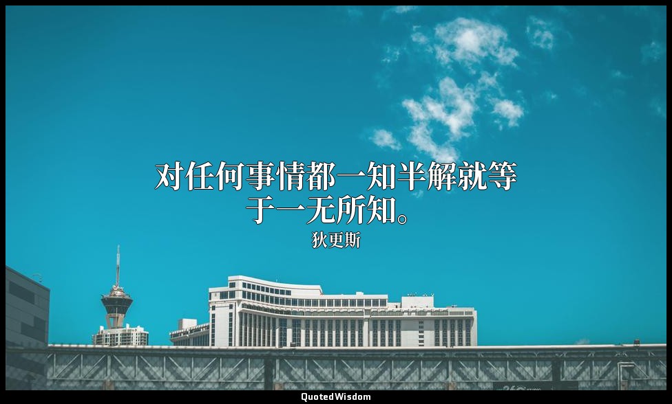 对任何事情都一知半解就等于一无所知。 — 狄更斯