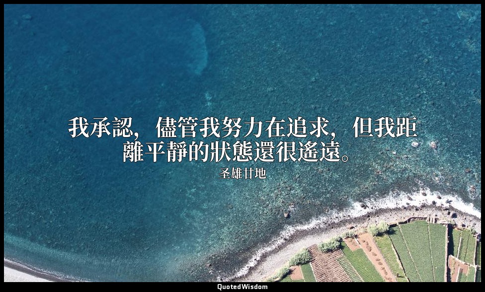 我承認，儘管我努力在追求，但我距離平靜的狀態還很遙遠。 — 圣雄甘地