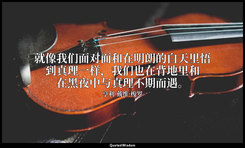 就像我们面对面和在明朗的白天里悟到真理一样，我们也在背地里和在黑夜中与真理不期而遇。 — 亨利·戴维·梭罗