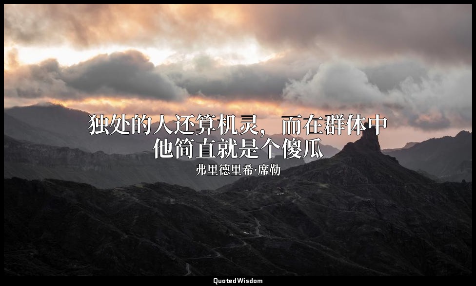 独处的人还算机灵，而在群体中他简直就是个傻瓜 — 弗里德里希·席勒