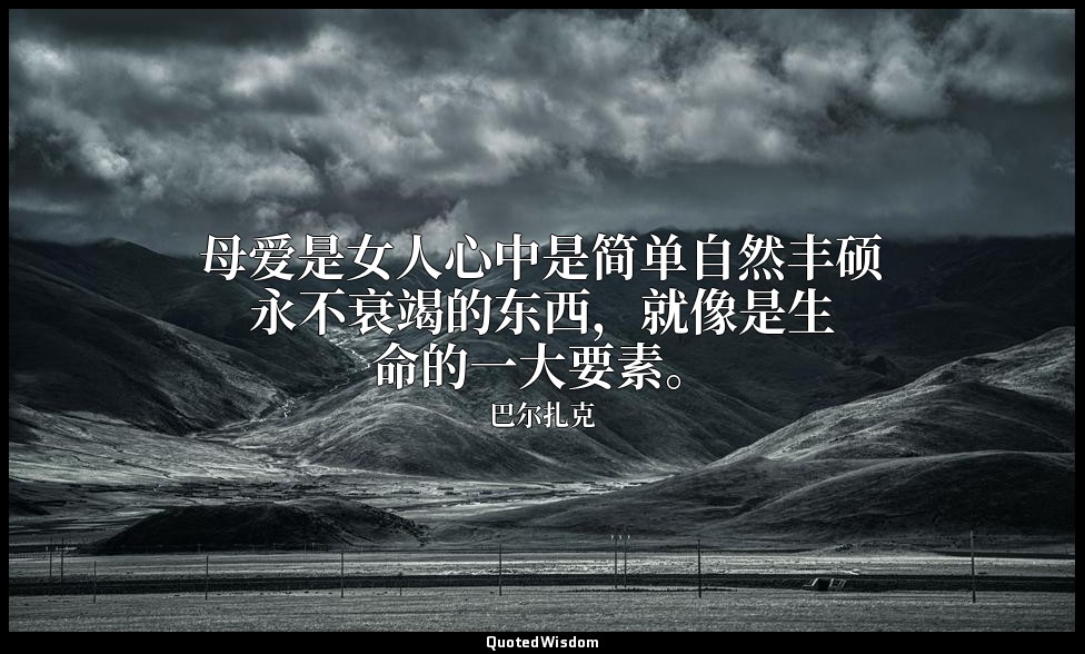母爱是女人心中是简单自然丰硕永不衰竭的东西，就像是生命的一大要素。 — 巴尔扎克