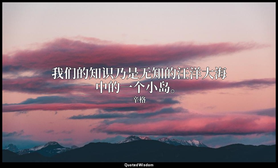 我们的知识乃是无知的汪洋大海中的一个小岛。 — 辛格