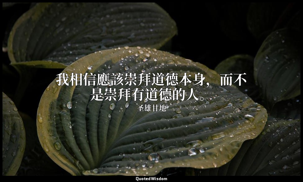 我相信應該崇拜道德本身，而不是崇拜有道德的人。 — 圣雄甘地