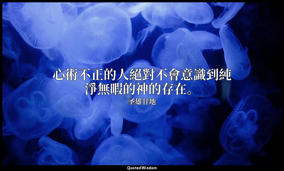 心術不正的人絕對不會意識到純淨無暇的神的存在。 — 圣雄甘地