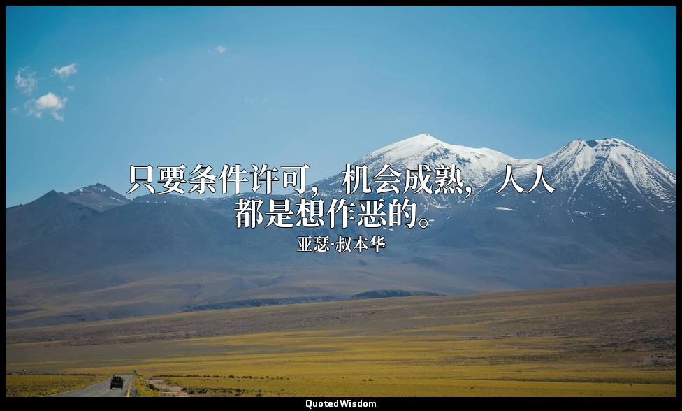 只要条件许可，机会成熟，人人都是想作恶的。 — 亚瑟·叔本华