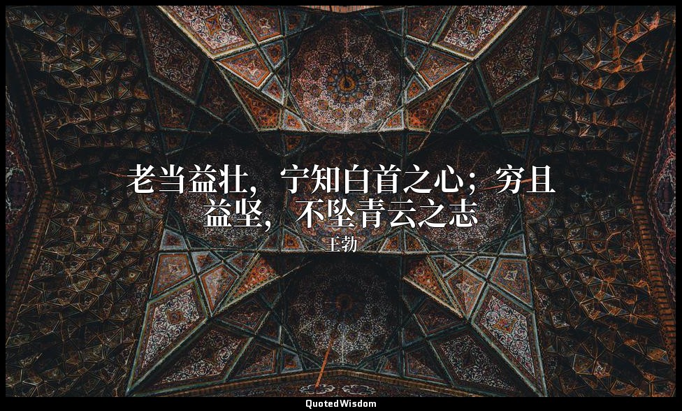 老当益壮，宁知白首之心；穷且益坚，不坠青云之志 — 王勃