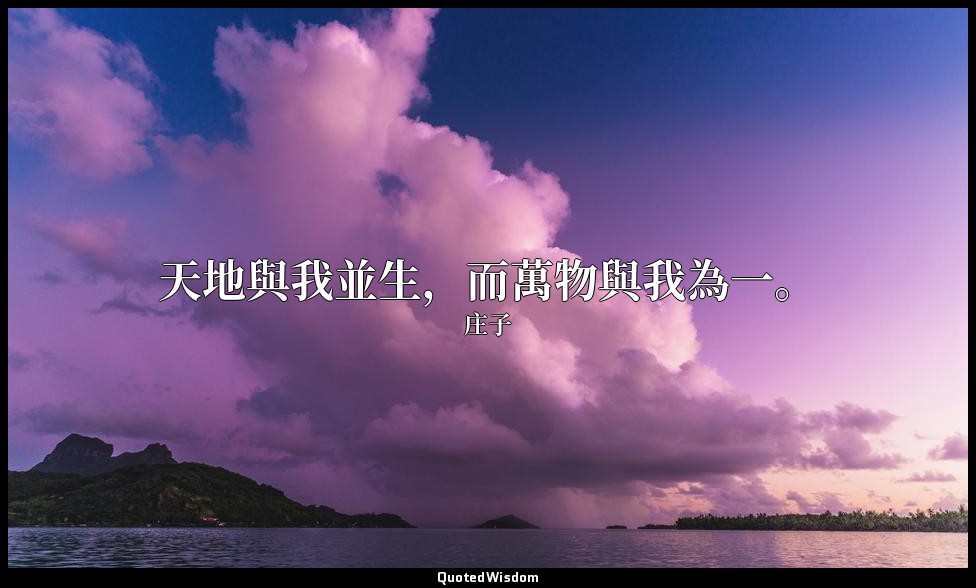 天地與我並生，而萬物與我為一。 — 庄子