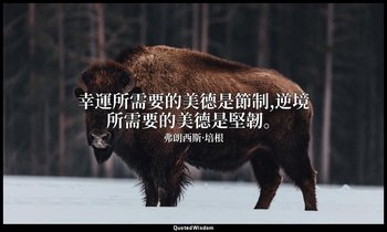 幸運所需要的美德是節制,逆境所需要的美德是堅韌。 — 弗朗西斯·培根