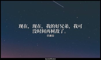 现在，现在，我的好兄弟，我可没时间再树敌了。 — 伏爾泰