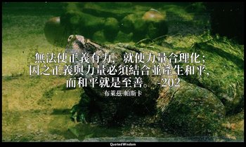 無法使正義有力，就使力量合理化；因之正義與力量必須結合並產生和平，而和平就是至善。 -202 — 布萊茲·帕斯卡