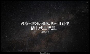 观察和经验和谐地应用到生活上就是智慧。 — 冈察洛夫
