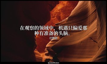 在观察的领域中，机遇只偏爱那种有准备的头脑。 — 巴斯德