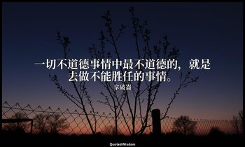 一切不道德事情中最不道德的，就是去做不能胜任的事情。 — 拿破崙