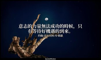 意志的力量無法成功的時候，只有等待好機遇的到來。 — 约翰·沃尔夫冈·冯·歌德