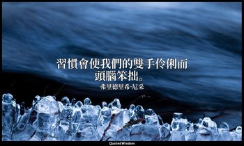 習慣會使我們的雙手伶俐而頭腦笨拙。 — 弗里德里希·尼采