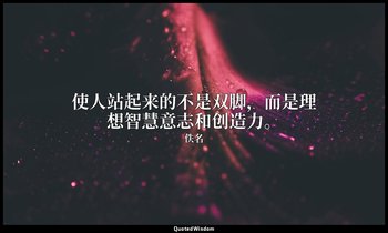 使人站起来的不是双脚，而是理想智慧意志和创造力。 — 佚名