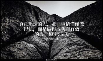 真正迅速的人，並非事情僅僅做得快，而是做得成功而有效的人。類別:成功 — 弗朗西斯·培根