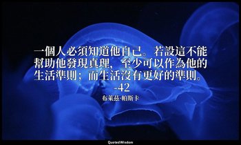 一個人必須知道他自己。若設這不能幫助他發現真理，至少可以作為他的生活準則；而生活沒有更好的準則。 -42 — 布萊茲·帕斯卡