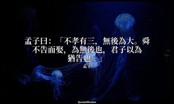孟子曰：「不孝有三，無後為大。舜不告而娶，為無後也，君子以為猶告也。」 — 孟子