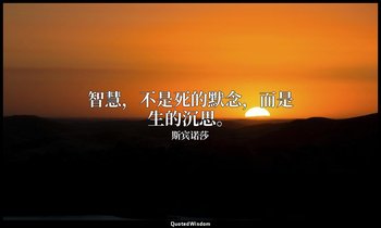 智慧，不是死的默念，而是生的沉思。 — 斯宾诺莎