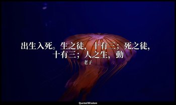 出生入死。生之徒，十有三；死之徒，十有三；人之生，動 — 老子