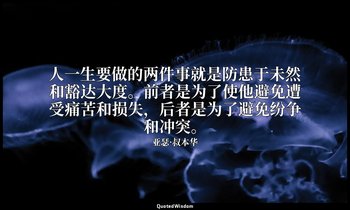 人一生要做的两件事就是防患于未然和豁达大度。前者是为了使他避免遭受痛苦和损失，后者是为了避免纷争和冲突。 — 亚瑟·叔本华