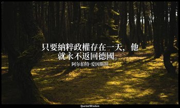 只要納粹政權存在一天，他就永不返回德國。 — 阿尔伯特·爱因斯坦