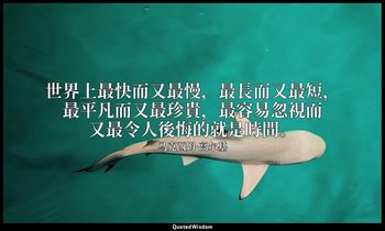 世界上最快而又最慢，最長而又最短，最平凡而又最珍貴，最容易忽視而又最令人後悔的就是時間。 — 马克西姆·高尔基