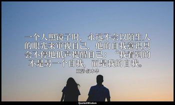 一个人照镜子时，永远不会以陌生人的眼光来审视自己，他的自我意识只会不停地低声提醒自己：“我看到的不是另一个自我，而是我的自我。 — 亚瑟·叔本华