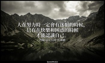 人在努力時一定會有迷惘的時候，只有在快樂和困惑的時候才能認識自己。 — 约翰·沃尔夫冈·冯·歌德