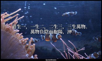 道生一，一生二，二生三，三生萬物。萬物負陰而抱陽，沖 — 老子